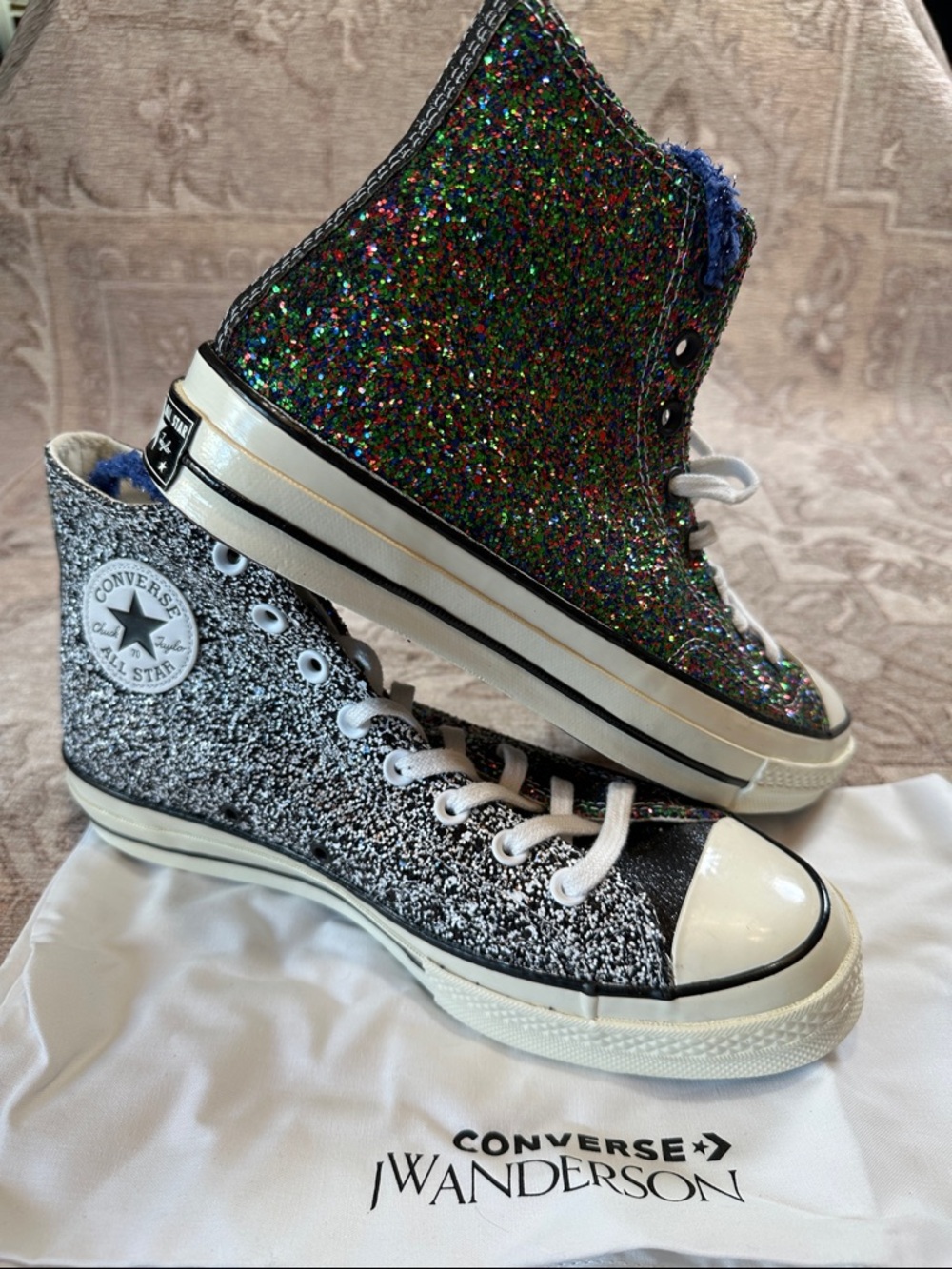 Converse JW Anderson Women's High Top Glitter Sneakers - W/11 M/9